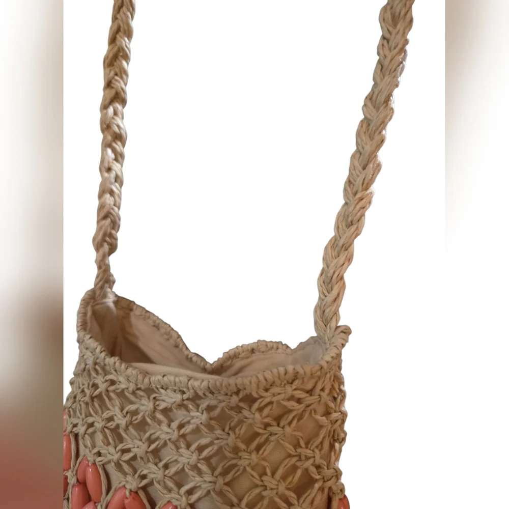 Haute Hippie NEW Mini Macramé Crossbody Bag w/Woven Open-net Beaded Design - Picture 3 of 9
